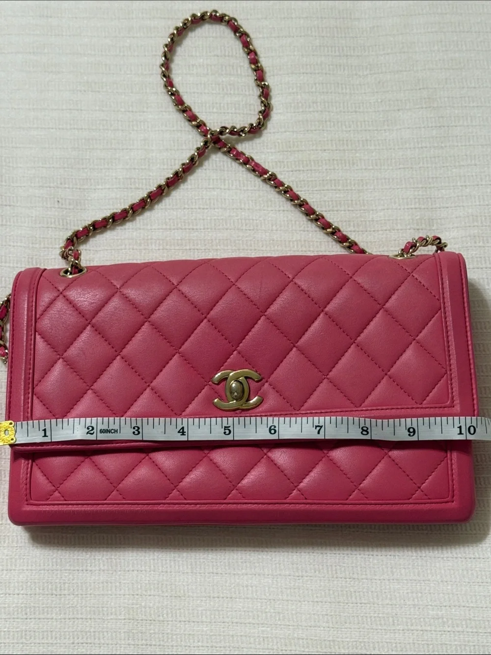 CHANEL Hot Pink Quilted Flap Shoulder Bag with Gold-Tone Chain